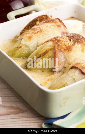 Chicory baked with bacon and cheese, lodz, poland Stock Photo