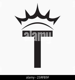 Initial Letter T Crown Logo Concept For Fashion and Beauty Symbol Vector Template Stock Vector