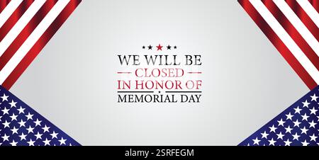 Closed for Memorial Day A Time for Reflection and Remembrance Stock Vector