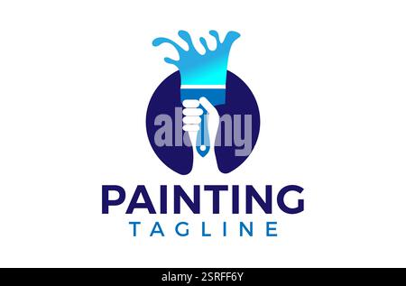 Creative Paint Brush Logo Design, House Painting Logo, Painter Handyman Logo, Color splash paint logo design for Painting Services Vector Coating Stock Vector
