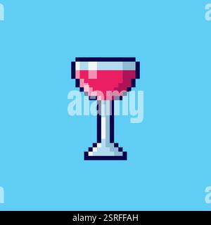 Pixel art Wine Glass game asset design Stock Vector
