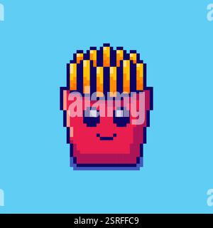 Pixel art Cute French Fries game asset design Stock Vector