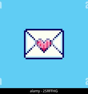 Pixel art love letter game asset design Stock Vector