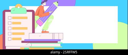 Invite friends to conduct questionnaire flat vector concept operation hand drawn illustration Stock Vector
