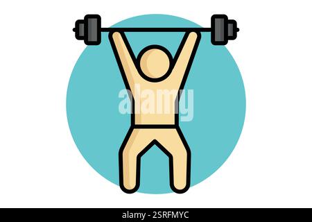 Weightlifting icon. colored outline style. icon related to gym and fitness Stock Vector