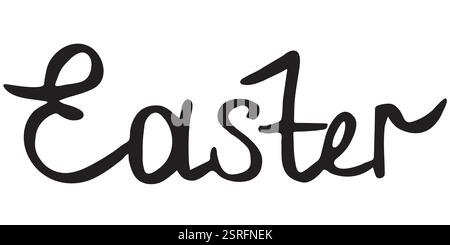 Bold Artistic Handwritten Word Easter in Black Script Font Stock Vector