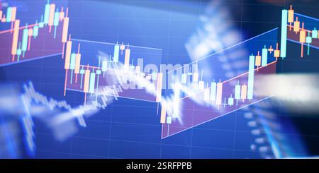 Stock market or forex trading graph and candlestick chart suitable for financial investment concept. Economy trends background for Stock Photo