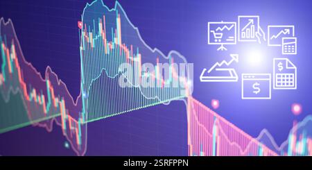 Comprehensive Financial Analytics: Interactive Market Trends, Graphs, and Business Management Stock Photo