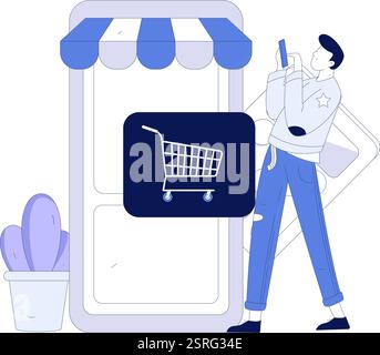 Internet financial management investment flat vector concept operation hand drawn illustration Stock Vector
