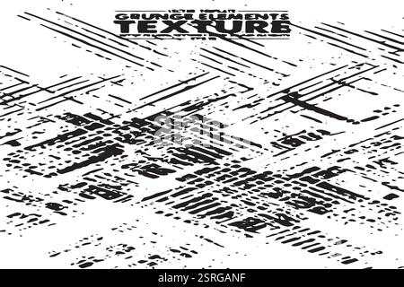 Grunge black and white pattern. Monochrome particles abstract texture. Background of cracks, scuffs, chips, stains, ink spots, lines. Stock Vector