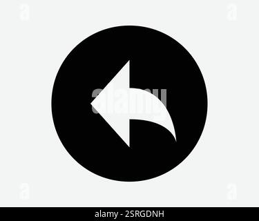 Back Reply Arrow Point Pointer Reverse Backwards Before Previous Next Page Behind Left West Side Black White Icon Sign Symbol Graphic Illustration Stock Vector