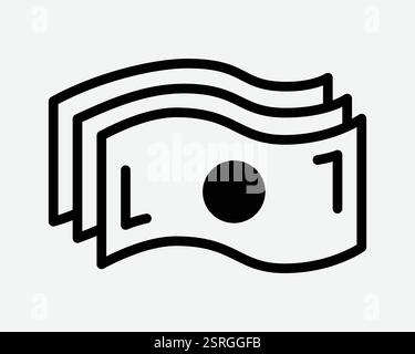 Money Bill Cash Notes Banknotes Bank Wealth Pieces Currency Dollar Outline Line Shape Icon Sign Symbol Illustration Artwork Graphic Vector Stock Vector