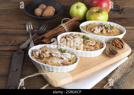 Apple Walnut streusel cake Stock Photo