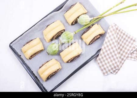 Raw Quick Poppy Seed Rolls Stock Photo