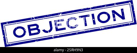 Grunge blue objection word square rubber seal stamp on white background Stock Vector