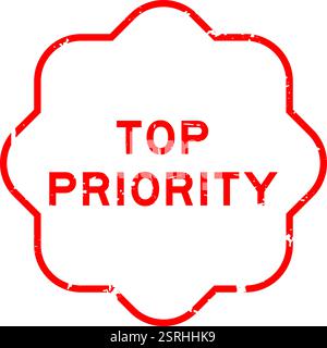 Grunge red top priority word rubber seal stamp on white background Stock Vector