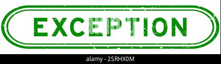 Grunge green exception word rubber seal stamp on white background Stock Vector