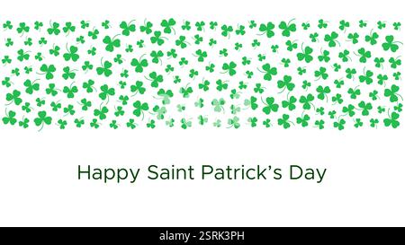 Happy Saint Patrick's day green background. Green clover leaves pattern. Vector illustration. Stock Vector