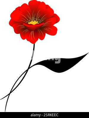 Red flower on a white background. Stock Vector