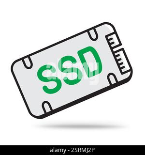 ssd memory outline icon Stock Vector