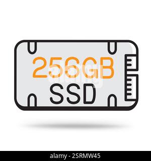 ssd 256 memory outline icon Stock Vector