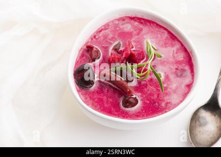 Beet root european soup called borscht with parsley Stock Photo