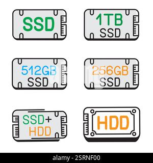 ssd memory outline icon Stock Vector