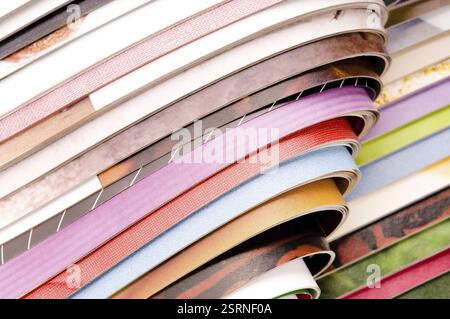 Stack of open magazines Stock Photo