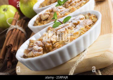 Apple Walnut streusel cake Stock Photo