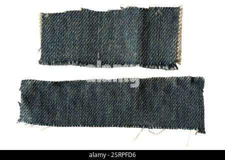 Rectangular jeans cloth texture on white background with clipping path Stock Photo