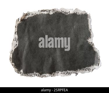 Black newspaper ripped message background on white background with clipping path Stock Photo