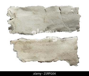 Torn old paper texture on white background with clipping path Stock Photo