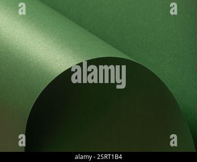 Deep green paper background with a smooth matte texture and subtle wavy edges. Earthy olive and basil tones create an elegant, refined, and harmonious Stock Photo