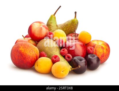 fruit mix path isolated on white Stock Photo