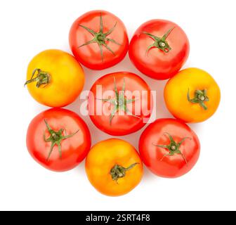 tomato mix group path isolated on white top view Stock Photo