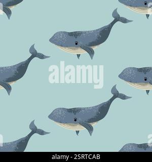 Seamless pattern with whales for kids. Vector Stock Vector