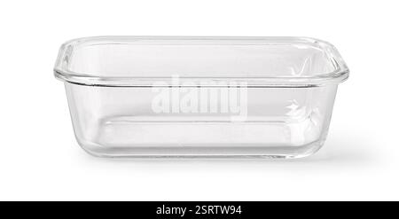 Studio shot of a clear, empty rectangular glass food container with a lid, perfect for storing or serving food Stock Photo