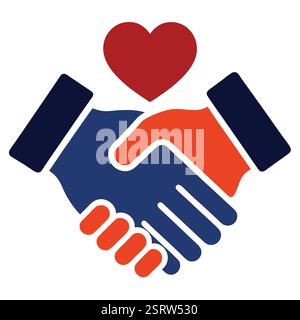 Elegant Handshake Heart Shape Graphic Illustration for Partnership and Unity Concept Stock Vector