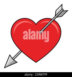 A cartoon heart pierced by an arrow Stock Vector
