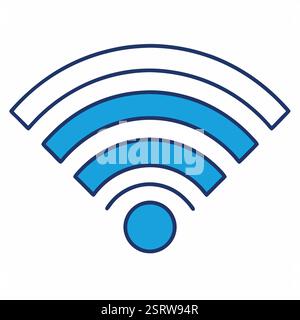 Simple Wifi Signal Icon in Blue and White Stock Vector
