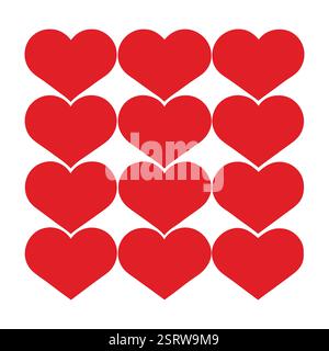 Alternating Red  Hearts Pattern Design Stock Vector