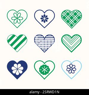 Stylized Red and Black Heart Pattern Vector Art for Vibrant and Creative Design Projects Stock Vector