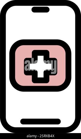 Smartphone emergency - clean and modern pharmacy and medicine icon Stock Vector