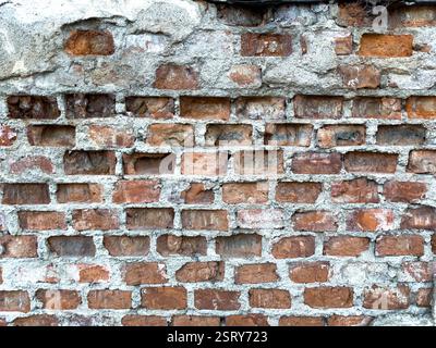 Exposed Brick Wall Showcasing the Texture and Character of Aged Masonry in an Urban Setting Stock Photo