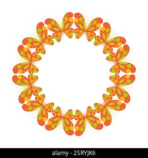 Colorful butterfly wreath design featuring  Stock Vector