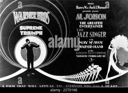 THE JAZZ SINGER AL JOLSON poster advertising the film presentation at the London Hippodrome.     Date: 1927 Stock Photo