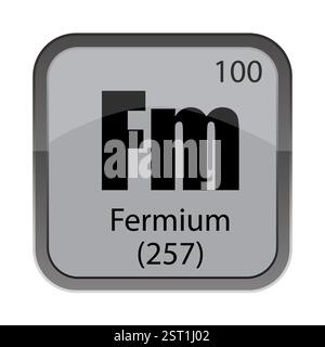 Fermium 257 text. Fm chemical symbol. 100 one hundred. Vector element tile. Stock Vector