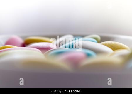 Colorful Easter candies close-up in a light background Stock Photo