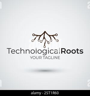 Technological Roots Logo Design Flat Icon Template Stock Vector