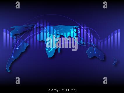 Abstract background with communication network world map, stock vector Stock Vector